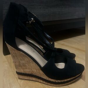 Black Wedge Sandals
